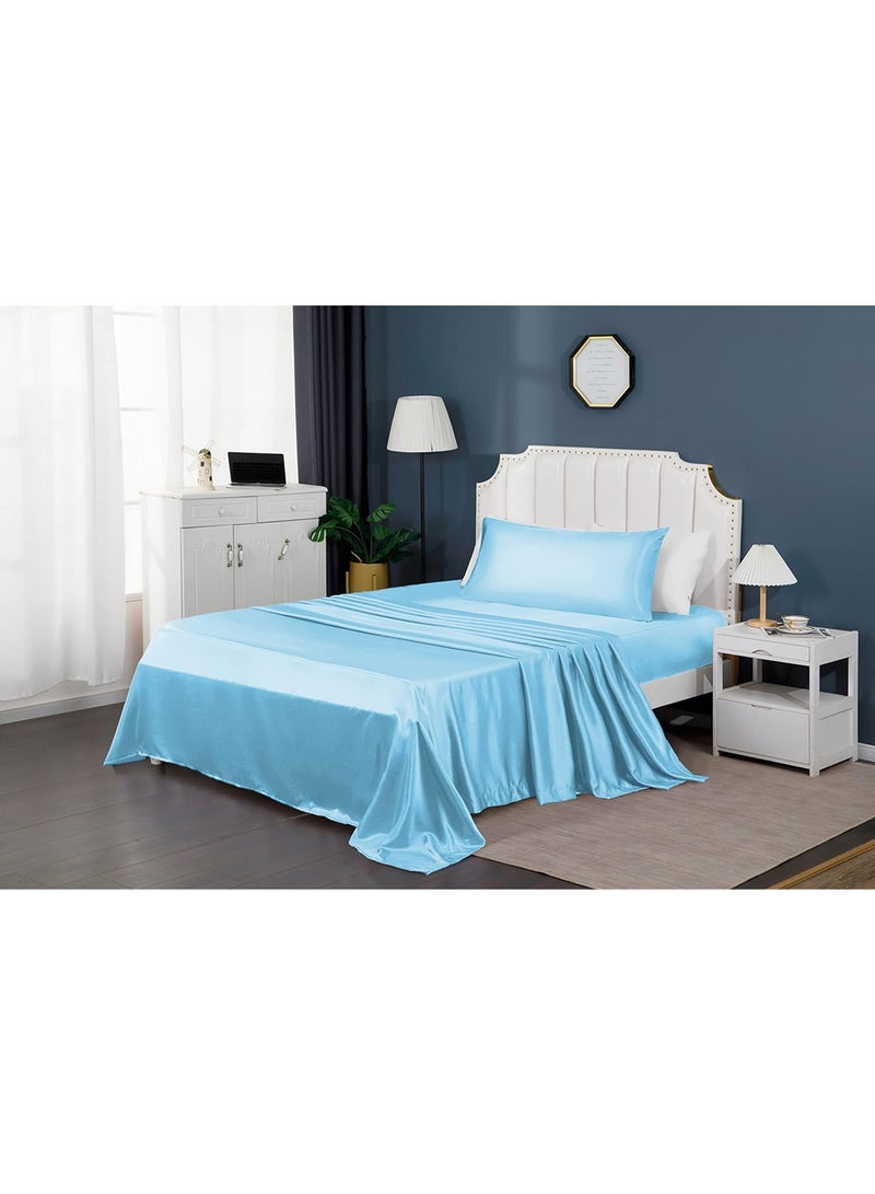 VITION Satin Silk Pillow Case Cover for Hair and Skin, Soft Breathable Smooth Both Sided Silk Pillow Cover Pair (King - 50 x 102cm - 2pcs - Sky Blue) - Image 5