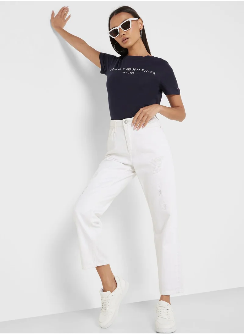 TOMMY HILFIGER Crew Neck Logo Printed T-Shirt