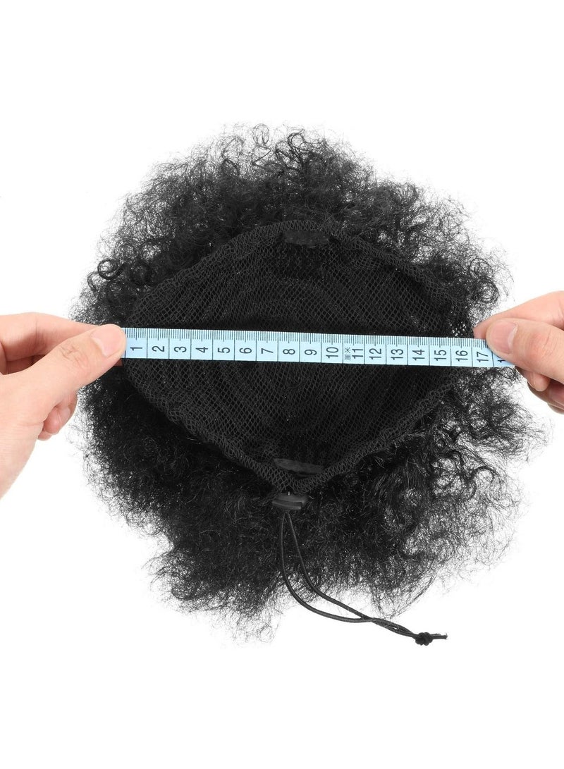 Estelle 2 Pieces Puff Drawstring Ponytail Synthetic Short Curly Hair Afro Bun Extension Afro Chignon Hairpieces Wig Updo Hair Extensions (Small Light Black)  - Image 2