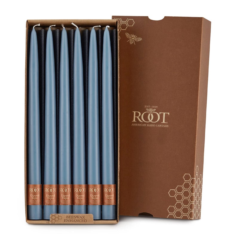 Root Candles Unscented Dinner Candles Premium Beeswax Blend Boxed Candle Set 12Inch Williamsburg Blue 12Count
