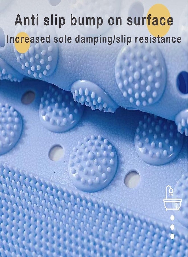 Birzar Shower Mat Non Slip - Bath Mat with a Drain Hole and Suction Cups to Keep Floor Clean, Shower Foot Scrubber Massage Mat. (Light Blue, 70x37) - Image 5