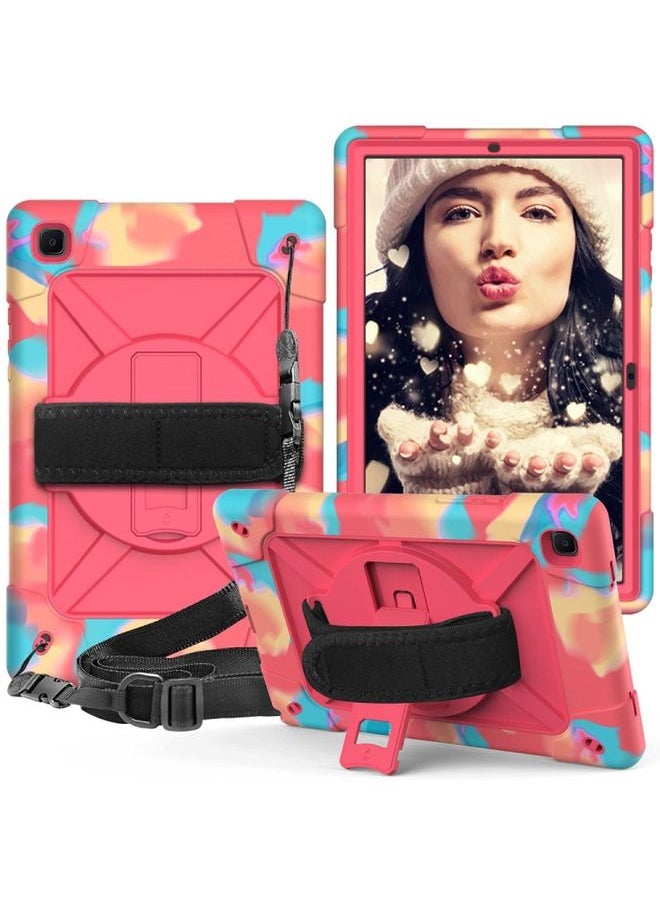 HuHa - Case Cover For Samsung Galaxy Tab A7 10.4 2020 T500 Contrast Color Silicone + PC Combination Case with Holder Camouflage Rose Red - Image 1