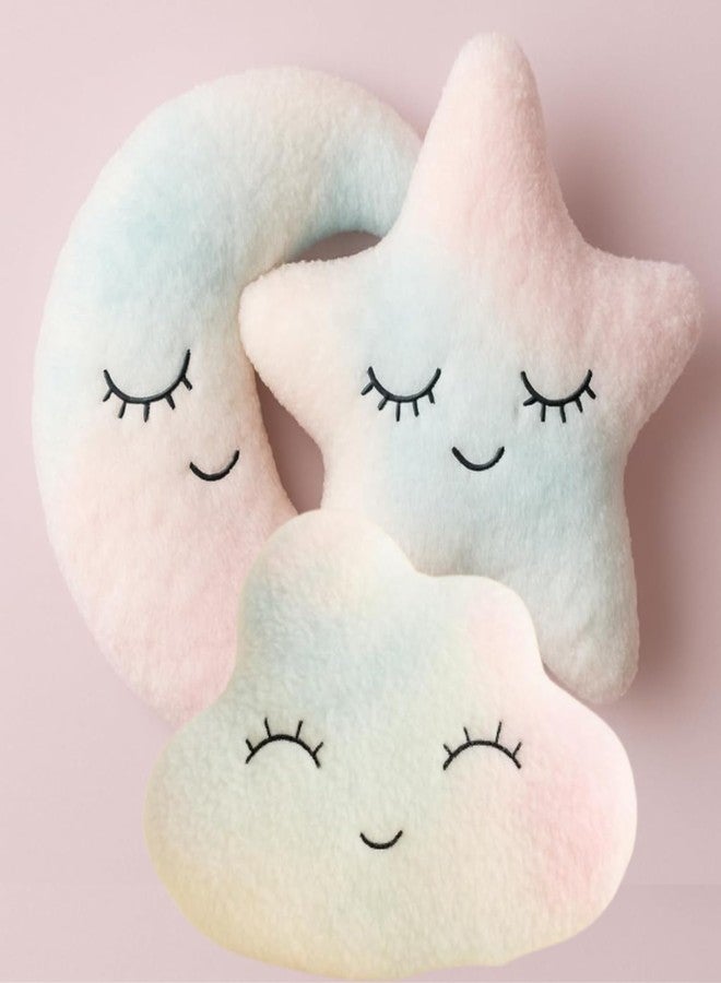 HAPPY BRO Multicolor Moon Star & Cloud Shaped Soft Plush Pillow Set | Cute Decorative Cushions for Sofa, Bed, Nursery, Kids Room & Home Décor - Image 1