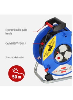 Brennenstuhl cable reel 3-way BS  50 m with steel tube frame and ergonomic handle  - Image 3