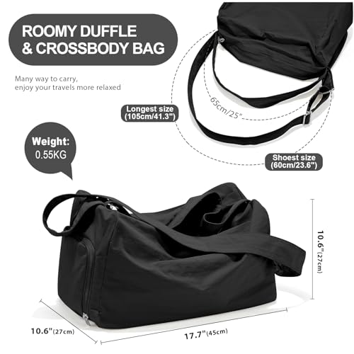 wassdins Large Gym Bag with Shoe Compartment, Workout Sport Duffle Bag for Women Travel, Waterproof Shoulder Overnight Bags Lightweight Carry on Tote Bags for Swim, Yoga, Dance - Image 3