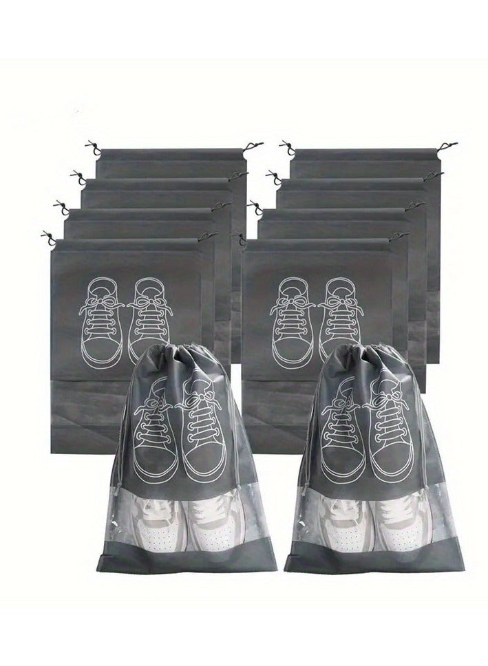 10-Pack Polyester Shoe Bags– Breathable and Dustproof Travel Shoe Organizer Pouches for Luggage Packing and Storage Protection - Image 1
