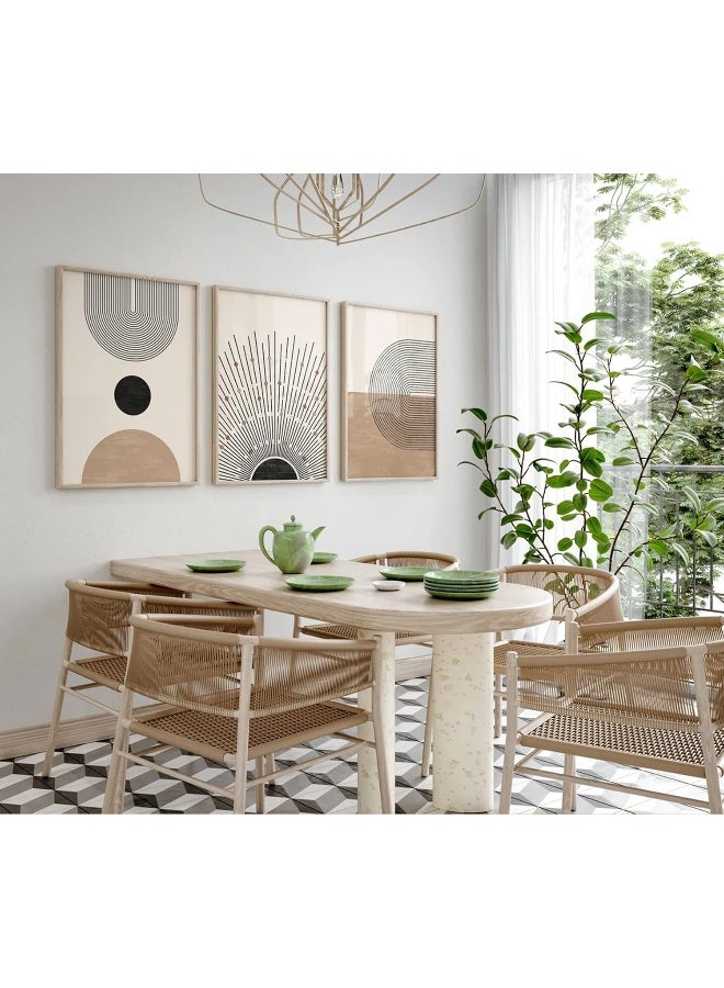 Baccone Mid Century Modern Wall Art Set of 3 Neutral Boho Art Prints - Image 3