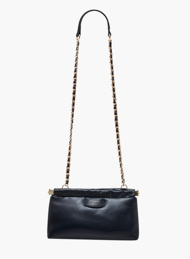 Celeste Solid Crossbody Bag with Chain Strap - Image 3