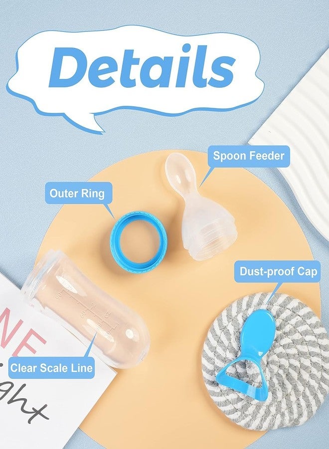 AEREX BPA Free Feeding Bottles | Newborn Baby Feeding Bottle with Spoon | Baby Squeezy Food Feeder for Baby | Feeding Spoon Bottle for Semi-Solid Food, Cereals, Fruit Food Feeder (Blue) - Image 2