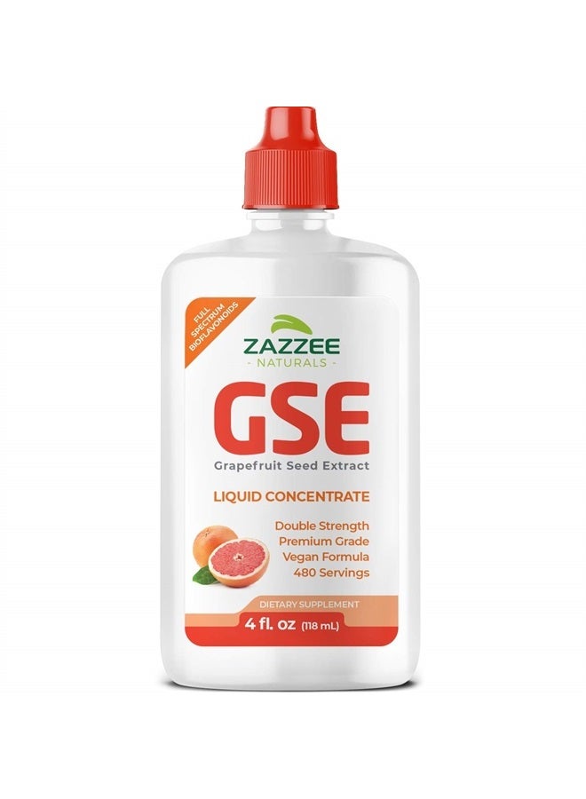 Zazzee Grapefruit Seed Extract (GSE) 4 Ounces | 2X Potency | Maximum Strength | High Absorption | 480 Servings | 100 mg per Serving | Vegan, Liquid Concentrate, Non-GMO and All-Natural - Image 1