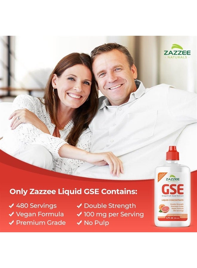 Zazzee Grapefruit Seed Extract (GSE) 4 Ounces | 2X Potency | Maximum Strength | High Absorption | 480 Servings | 100 mg per Serving | Vegan, Liquid Concentrate, Non-GMO and All-Natural - Image 3