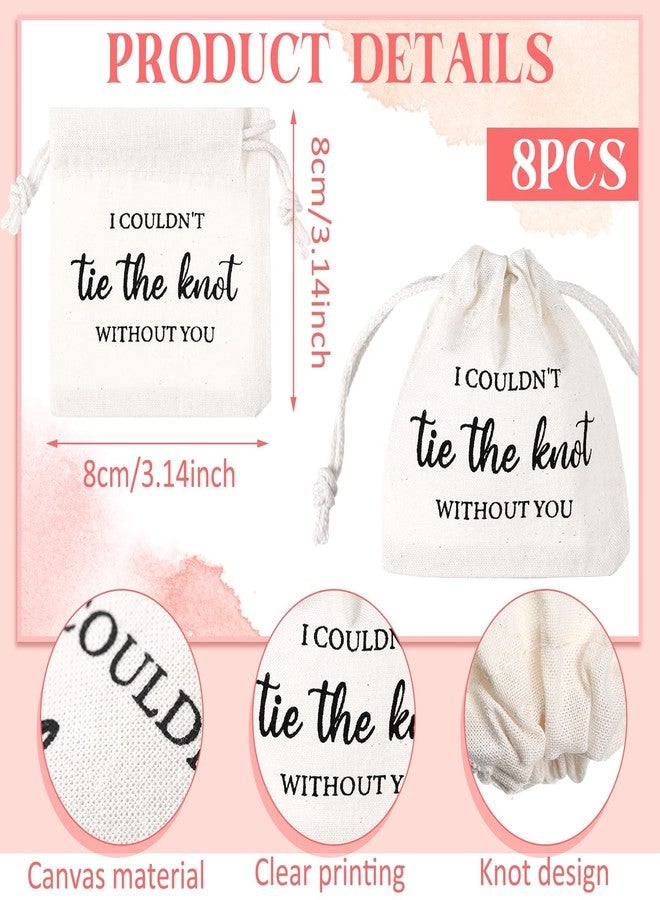 تونديامو مجموعة تونديمو من 16 قطعة من مجوهرات وصيفات العروس، تتضمن أساور عقدة وحقائب مجوهرات من الكتان والقطن، مع عبارة "لم أكن لأتمكن من عقد قراني بدونكِ". هدايا مثالية لحفلات توديع العزوبية. - Image 3