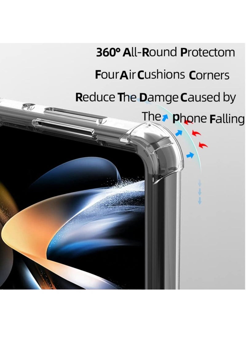 For Samsung Galaxy Z Fold 4 Magnetic Clear Case, Compatible with Wireless Charger Support and Mag safe Case, Simplistic Transparent Shockproof and Drop-Proof Case (Galaxy Z Fold 4)