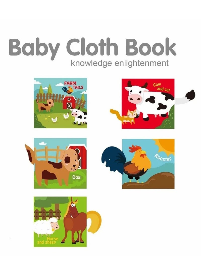null - Educational Cloth Book for Babies – Farm Animal Tails – Soft 3D Tails Sensory Book - Image 1