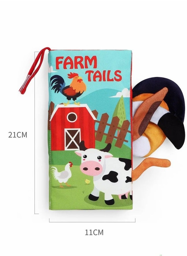 null - Educational Cloth Book for Babies – Farm Animal Tails – Soft 3D Tails Sensory Book - Image 1