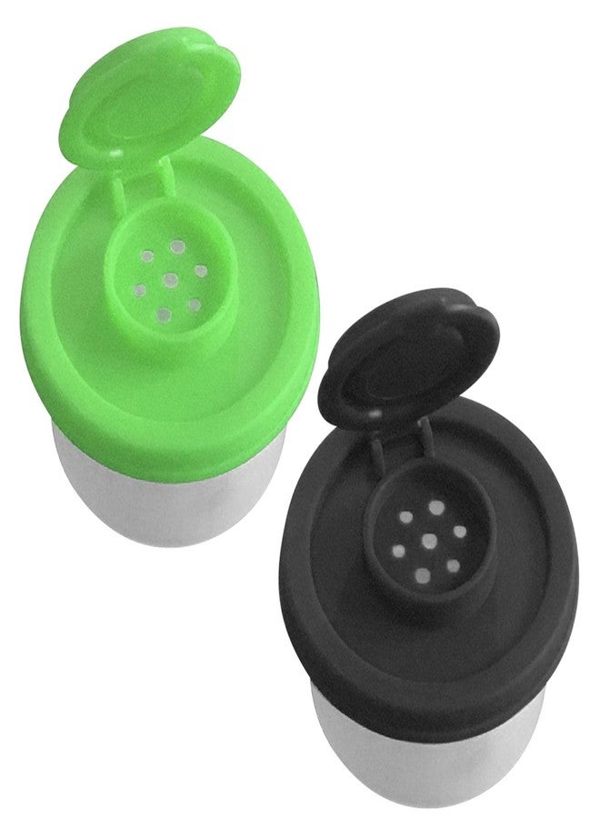 Jeyntanc Small Salt and Pepper Shakers for On The Go, Mini Salt Shaker to go Camping Picnic Outdoors Kitchen Lunch Boxes Travel Spice Set Clear with Lids Plastic Airtight Dispenser(COLOR:green+black) - Image 1