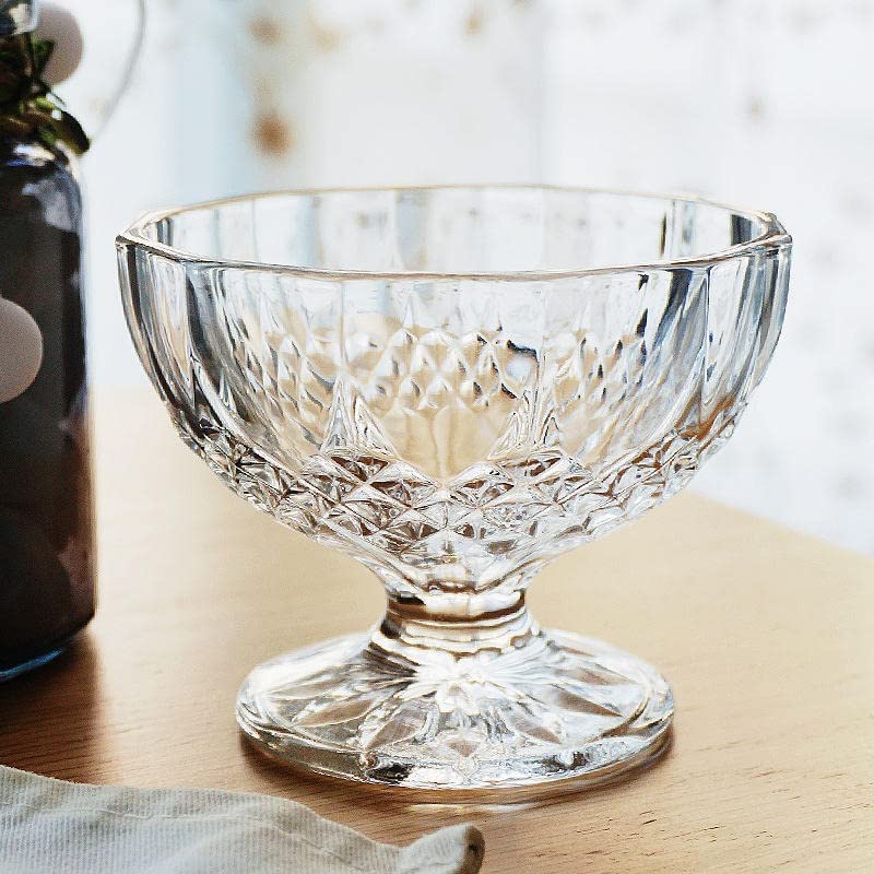 RAHAS Crystal Classic Ice Cream Bowl Set of 6 Serving DessertIce Cream Bowls SetFruit Salad Glass BowlServing Cup for Home Reastaurant Transparent 150 ml - Image 1