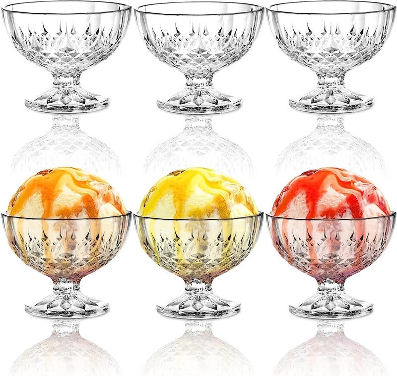 RAHAS Crystal Classic Ice Cream Bowl Set of 6 Serving DessertIce Cream Bowls SetFruit Salad Glass BowlServing Cup for Home Reastaurant Transparent 150 ml - Image 2