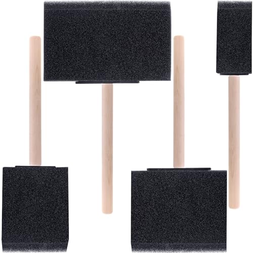 CustomyLife 4 Pcs Foam Paint Brushes, 4 Sizes Wood Handle Sponge Paint Brush 1" 2" 3" 4" for Details, Staining, Varnishes, Large Area and DIY Craft Projects - Image 1