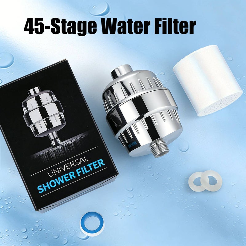 45 Grade Shower Filter 11cm Wall Mounted Removes Chlorine Heavy Metals - Image 5