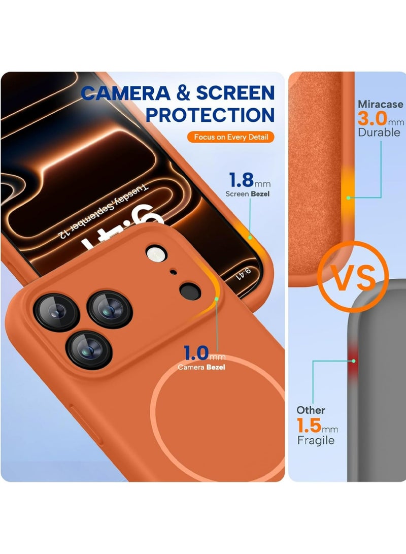 بولوز iPhone 17 Pro Max Case, متوافق مع MagSafe, غطاء التحكم الكاميرا السيليكون المتكامل, 3.0 مم سميكة مقاومة للصدمات حالة حماية الهاتف السقوط لـ 17 ProMax, برتقالي - Image 3