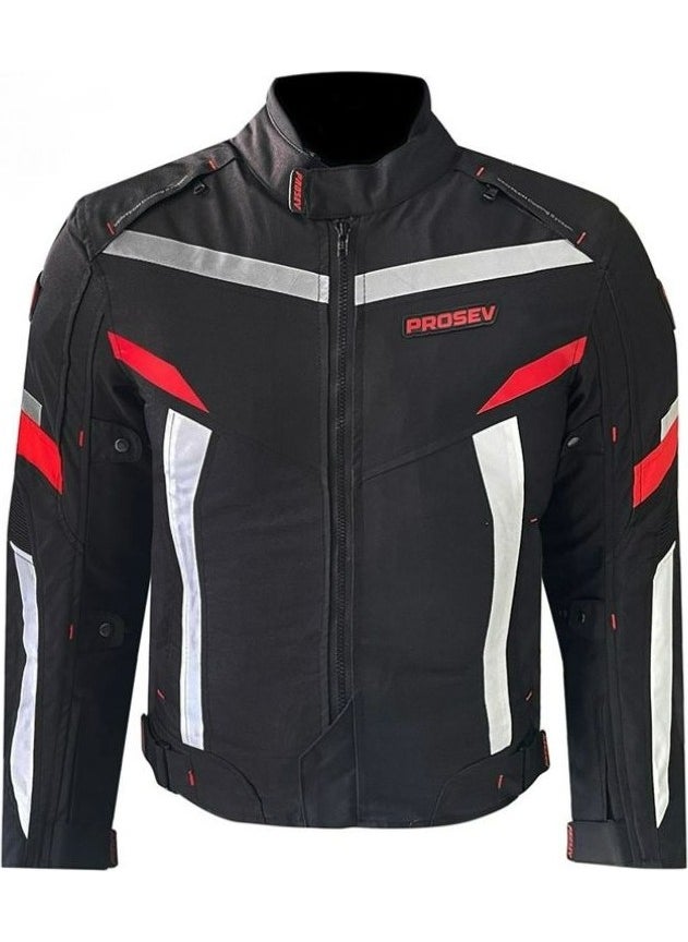 Ebakbak - Motorcycle Jacket 4 Seasons Full Protection Special Oxford 600-D Fabric Motor Jacket Red - Image 1