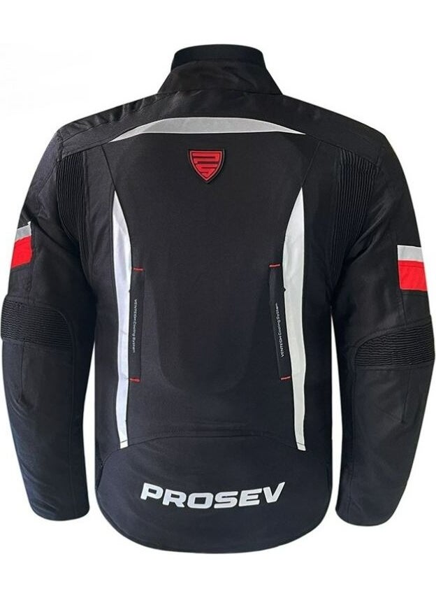 Ebakbak - Motorcycle Jacket 4 Seasons Full Protection Special Oxford 600-D Fabric Motor Jacket Red - Image 1