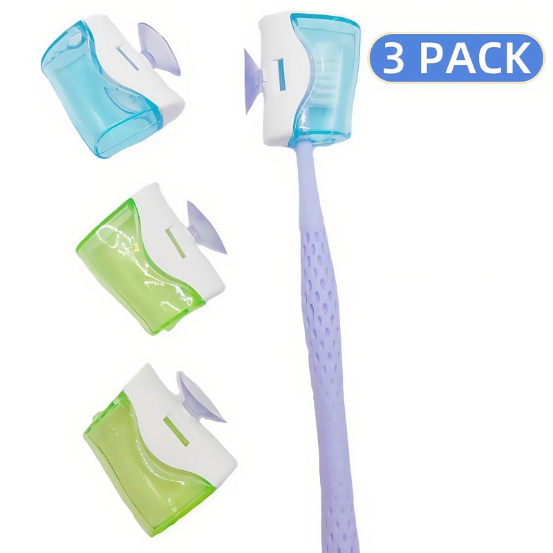 3 Non Drill Suction Toothbrush Holders Travel Storage Case Wall Mounted Bathroom Organizer Random Color - Image 5