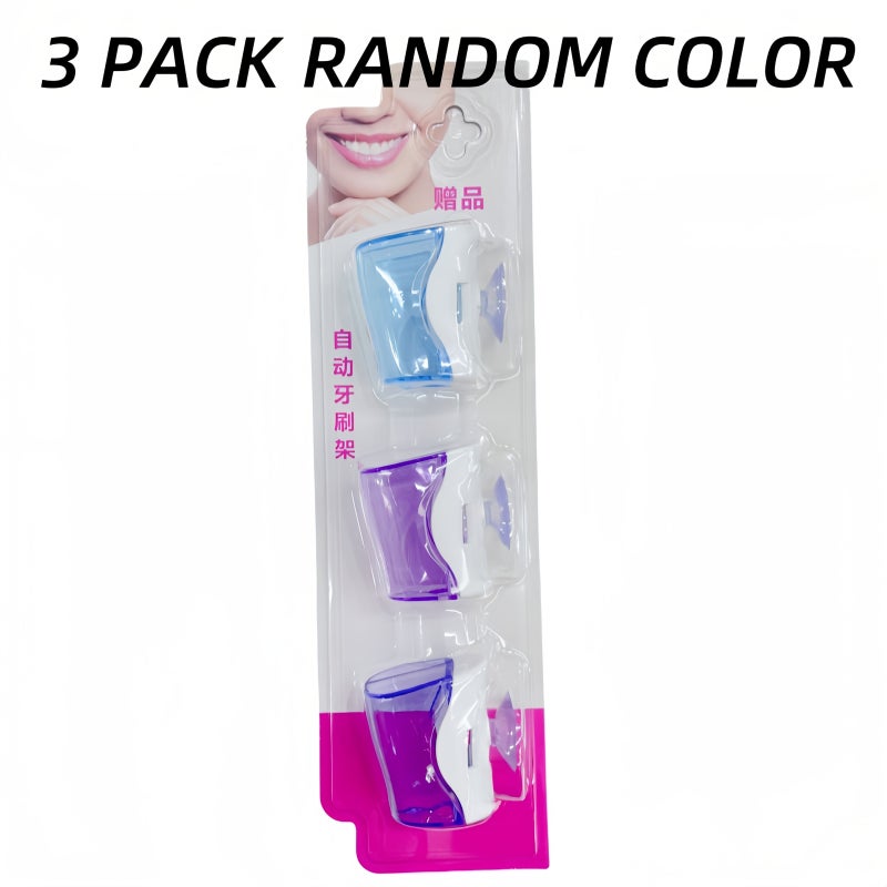 3 Non Drill Suction Toothbrush Holders Travel Storage Case Wall Mounted Bathroom Organizer Random Color - Image 2