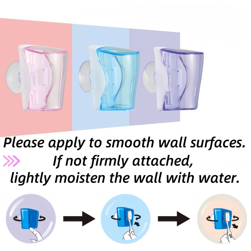 3 Non Drill Suction Toothbrush Holders Travel Storage Case Wall Mounted Bathroom Organizer Random Color - Image 4