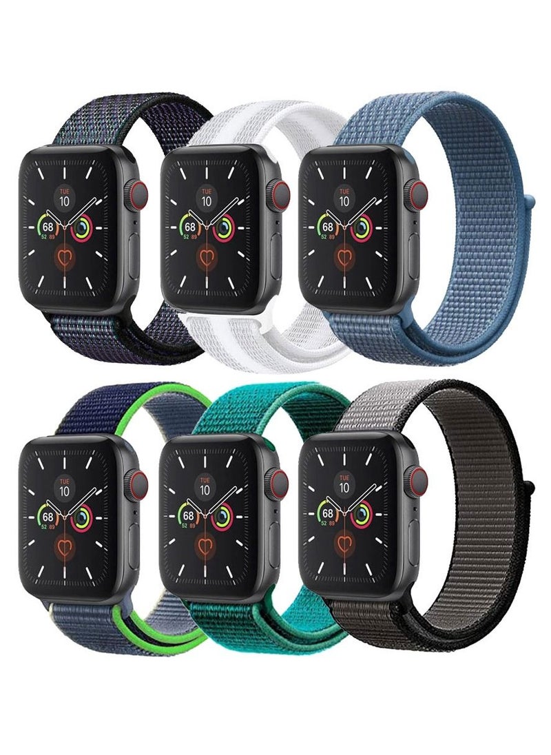 CATANES 6 Pack For Apple Watch 41mm 40mm 38mm Nylon Sport Loop Band Compatible With iWatch Series 7 SE 6 5 4 3 2 1 Men Women Braided Stretchy Nylon Loop Bands  - Image 2