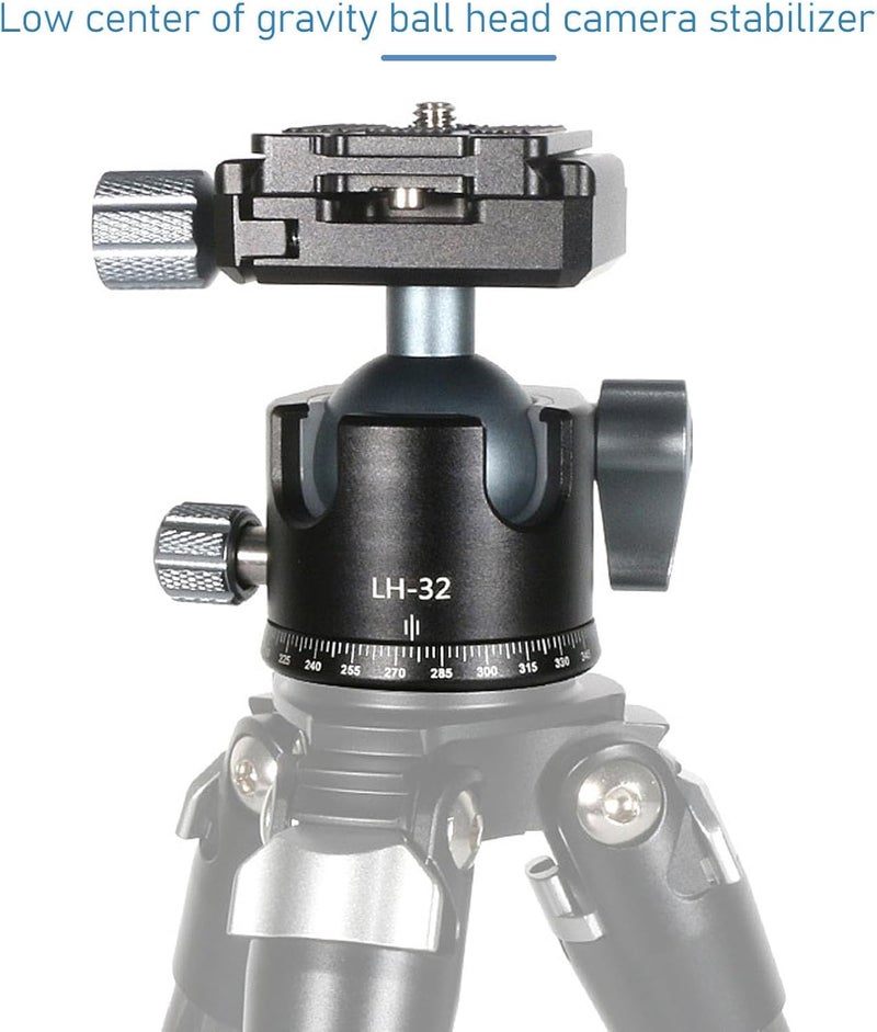 Acouto Aluminum Alloy Tripod Head Stabilizer with Dual Knob Control for SLR and Digital Cameras, Lightweight and Compact Design - Image 3
