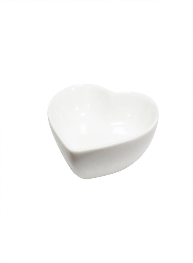Yuauy 6 pcs White Heart Shaped Porcelain Soy Sauce Dish 1.65 oz Ceramic Dip Dipping Bowls for Dinner Baking BBQ and Cooking - Image 2