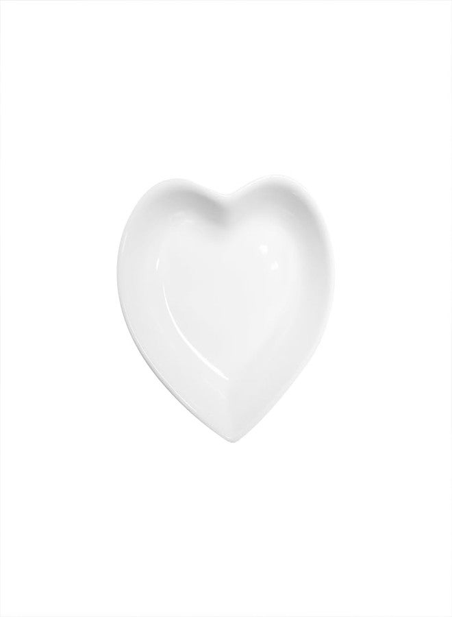 Yuauy 6 pcs White Heart Shaped Porcelain Soy Sauce Dish 1.65 oz Ceramic Dip Dipping Bowls for Dinner Baking BBQ and Cooking - Image 3