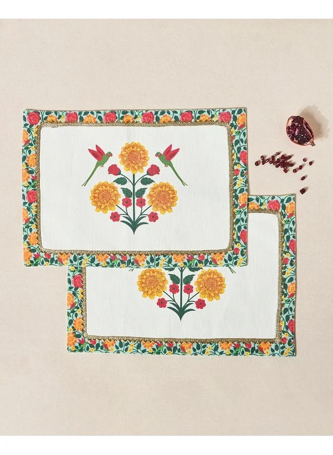 Chumbak Rani Bagh Placemats, Set of 2 -  13"x19" | Palace Memoirs
