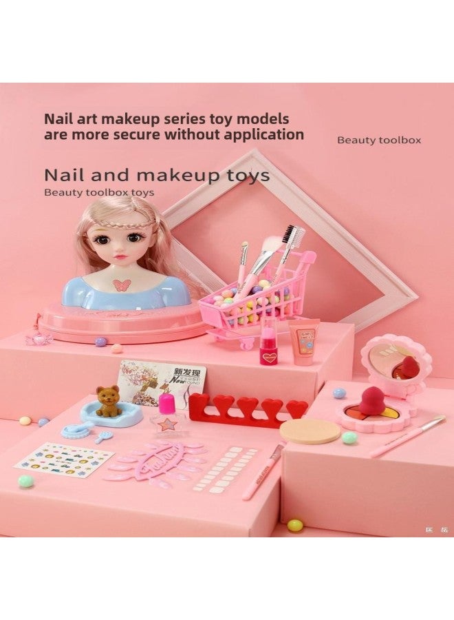 Children's And Girls' Cosmetic Box Toy Little Girl's Princess Simulation Play Home Complete Packing Non-toxic Baby-Color:855 Cosmetic Case Hairdressing Set + Hairdressing Daily Limited Edition - Image 3