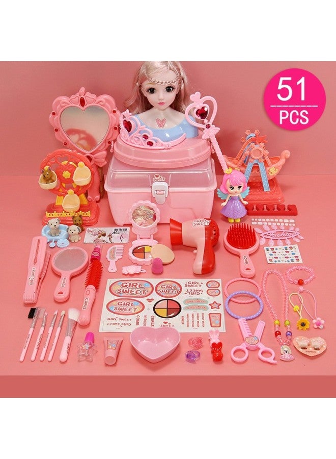 Children's And Girls' Cosmetic Box Toy Little Girl's Princess Simulation Play Home Complete Packing Non-toxic Baby-Color:855 Cosmetic Case Hairdressing Set + Hairdressing Daily Limited Edition - Image 2