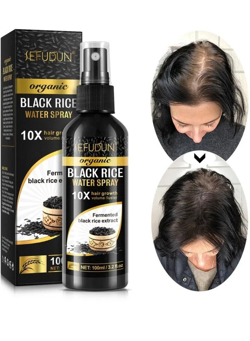 سيفودون 100 مل ماء أرز أسود لنمو الشعر مصل نمو الشعر بخاخ ماء الأرز للتالف علاج إعادة نمو الشعر الجاف لشعر أكثر كثافة وأطول ماء أرز مع زيت الخروع مصل الزنجبيل العضوي - Image 2