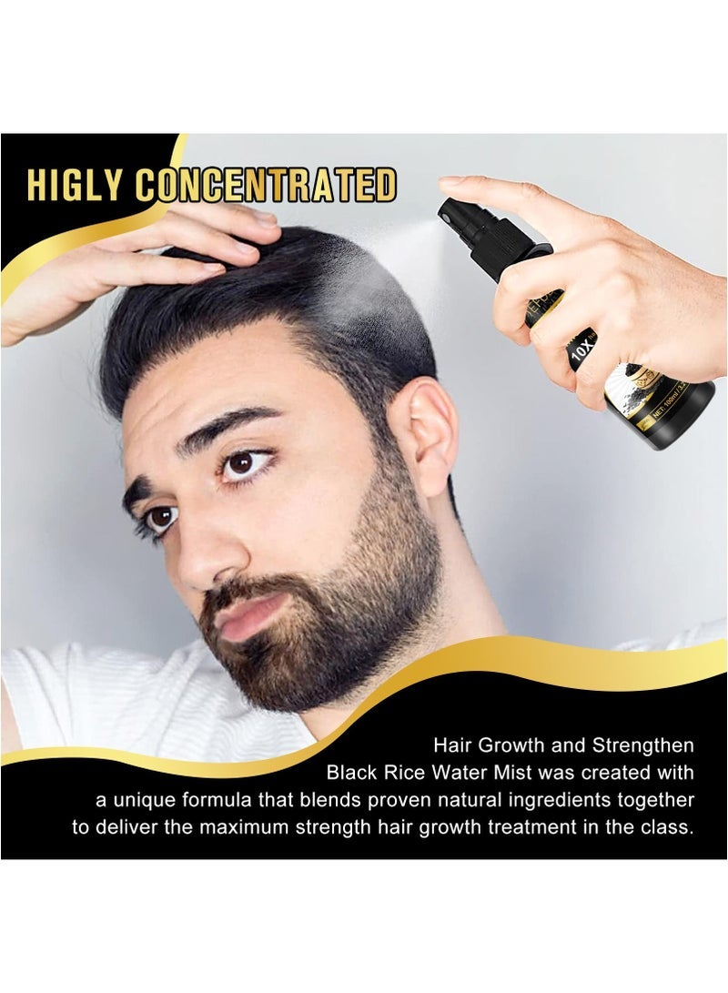 سيفودون 100 مل ماء أرز أسود لنمو الشعر مصل نمو الشعر بخاخ ماء الأرز للتالف علاج إعادة نمو الشعر الجاف لشعر أكثر كثافة وأطول ماء أرز مع زيت الخروع مصل الزنجبيل العضوي - Image 4