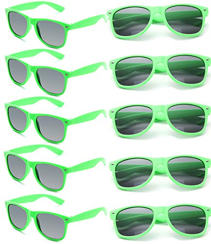 Eyegla Green Sunglasses Bulk Party Sunglasses Pack 80s Shades Eyewear Set Mardi Gras St. Patrick's Day Sun Glasses-10 Pack - Image 1
