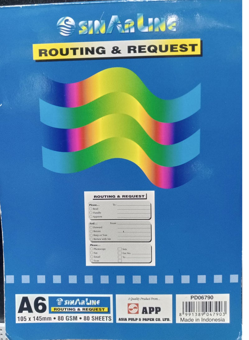 Sinarline Routing &Request Pads - A6 size 80 Sheets 105 x 145MM - Image 1