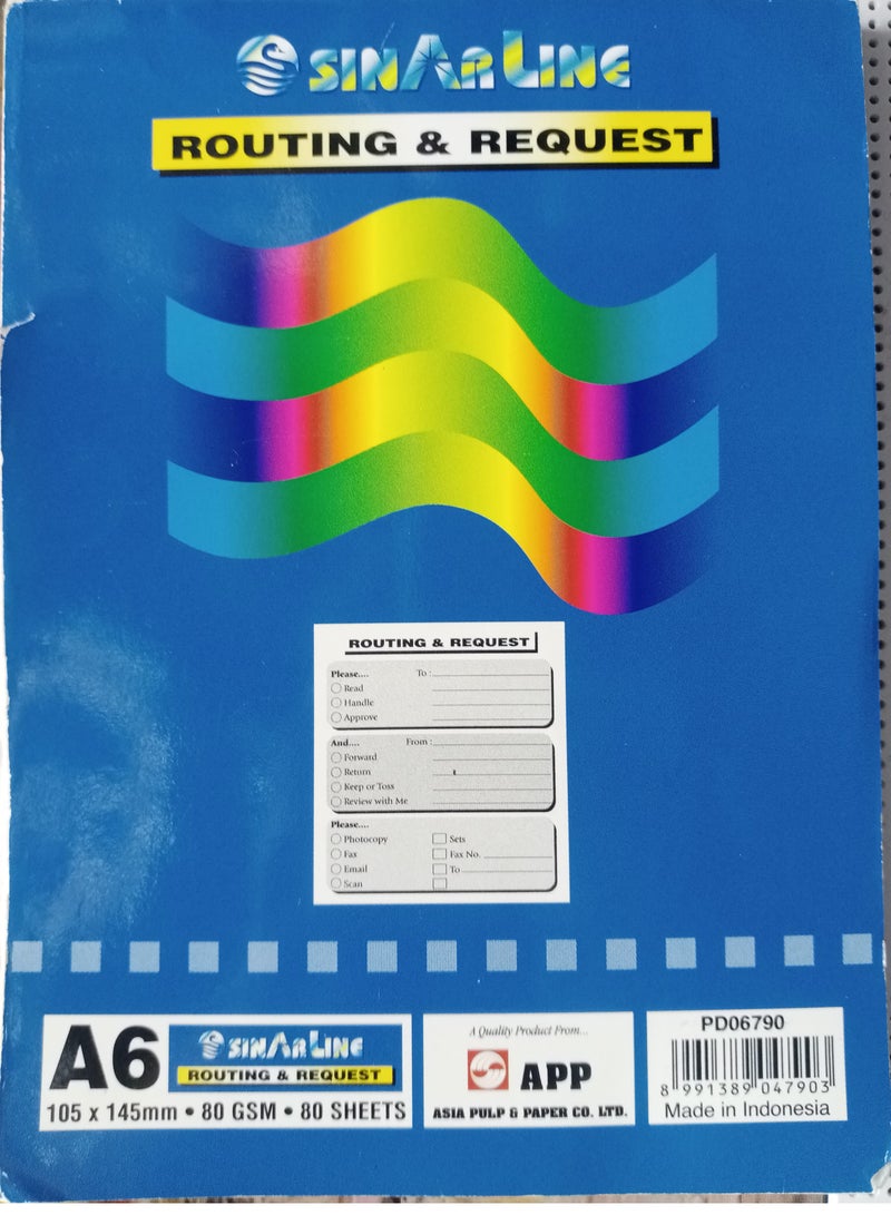 Sinarline Routing &Request Pads - A6 size 80 Sheets 105 x 145MM - Image 3
