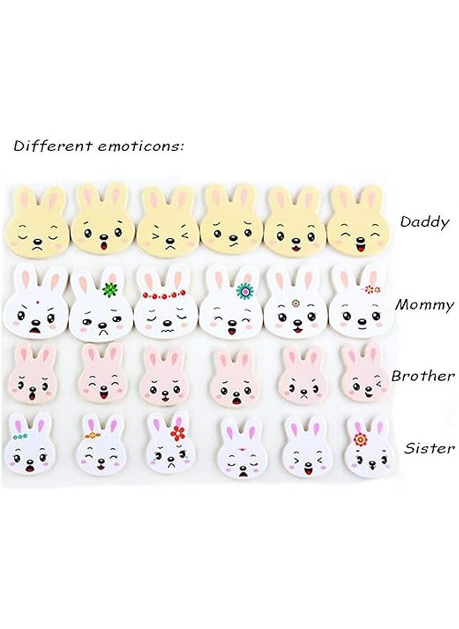 ZCM-HAPPY - Wooden Jigsaw Toy Rabbit Family Dress-Up Wooden Puzzles Toy Sorting and Matching Jigsaw Games with Clothes Changing Pretend for Children - Image 1