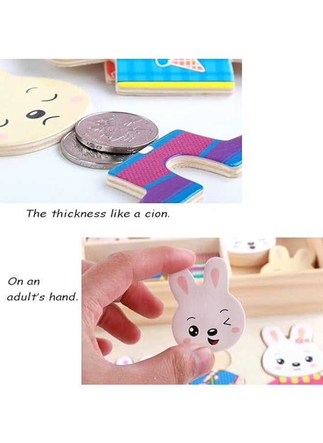 ZCM-HAPPY - Wooden Jigsaw Toy Rabbit Family Dress-Up Wooden Puzzles Toy Sorting and Matching Jigsaw Games with Clothes Changing Pretend for Children - Image 1