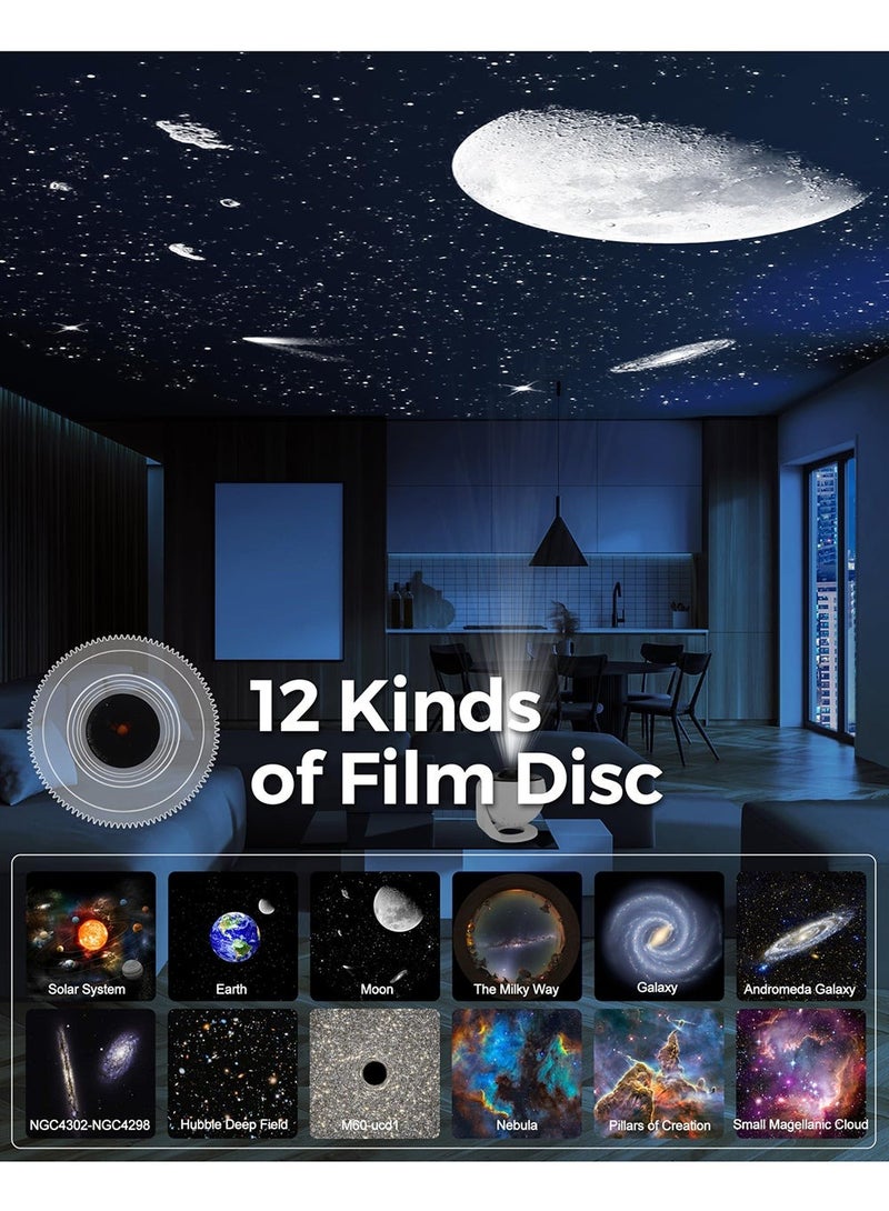 Yalla Pick Planetarium Galaxy Projector,Star Projector Galaxy Light for Bedroom,12 Film Discs, HD Image, 360° Rotation 4K Galaxy Night Sky Light Projector, ABS Material Roun - Image 2