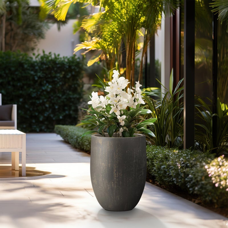 Kante Tall Concrete Planter, 21.7-Inch Height Antique Bronze Large Indoor Outdoor Plant Pot with Drainage Hole for Patio Garden Home, Modern Decor for Flowers and Tree - Image 3