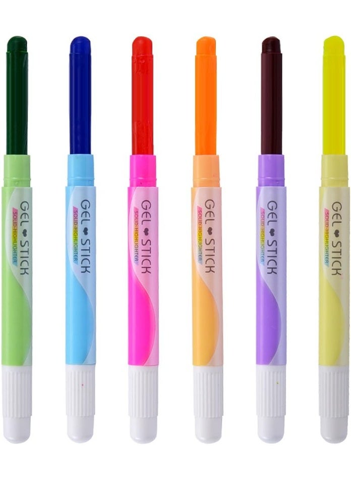 Chosch Solid Highlighter Stick Cute Cool Novelty 6 pieces Gel Stick Highlighter Set - No:CS-H877 - Image 2