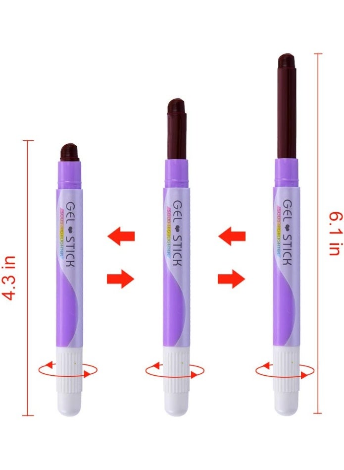 Chosch Solid Highlighter Stick Cute Cool Novelty 6 pieces Gel Stick Highlighter Set - No:CS-H877 - Image 3