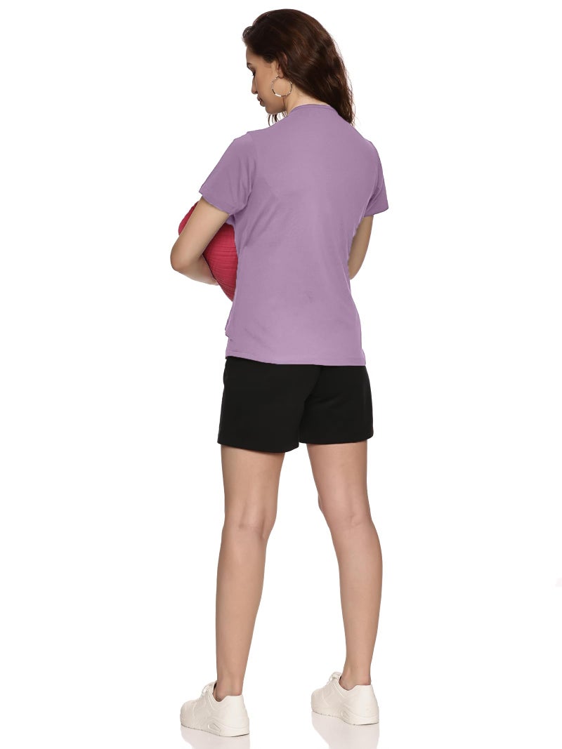 KIKWIT Maternity Feeding Tops Without Zip for Women, Feeding Coverup Pregnancy Tshirt,Feeding T-Shirt for Easy Nursing & Breastfeeding, Maternity Top for Mothers (in, Alpha, 2XL, Regular, Lavender) - Image 4