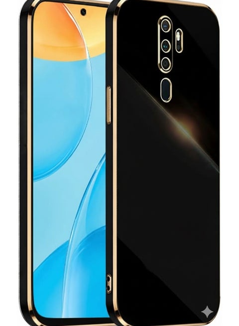 متوافق مع حافظة اوبو A9 2020/ A5 2020 للنساء والرجال، حافظة هاتف رفيعة للغاية من السيليكون اللطيف المطلي بالكهرباء والصدمات (أسود)